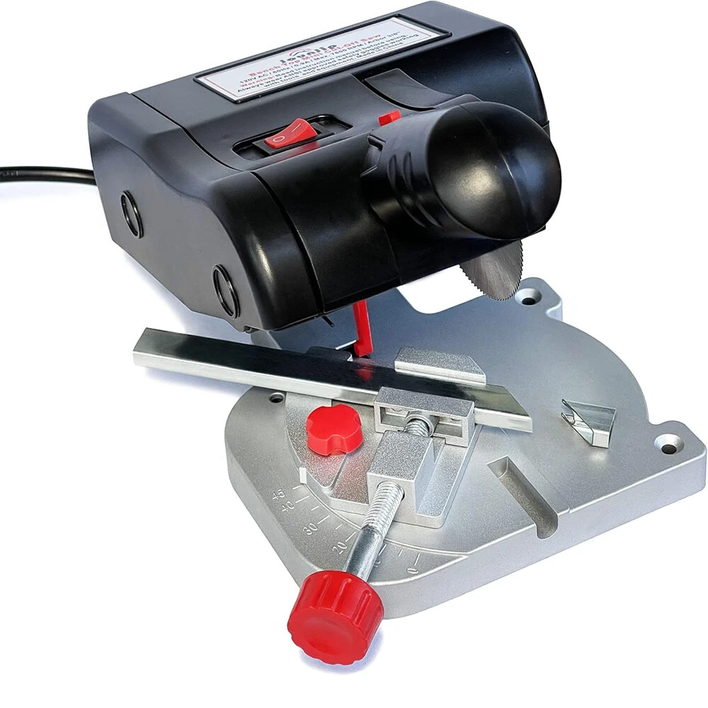 Mini Miter Chop Saw - 4000 RPM Corded Electric | Adjustable Gauge for Wood, Plastic, Metal | 2 Blades Included