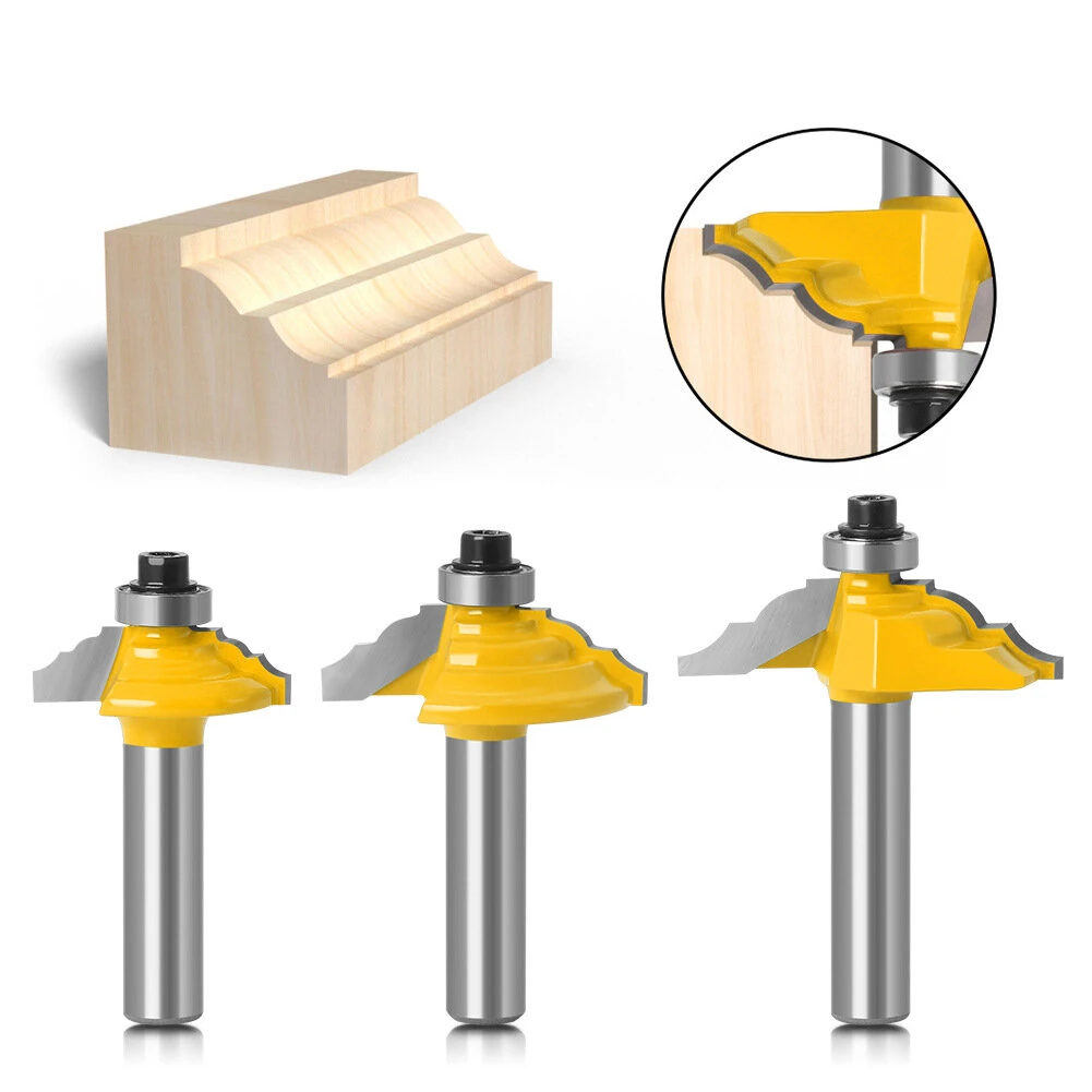 4PCS 8mm Shank Roman Ogee Router Bit Set | 25.4mm-50mm Cutting Diameter | Edge Forming & Molding