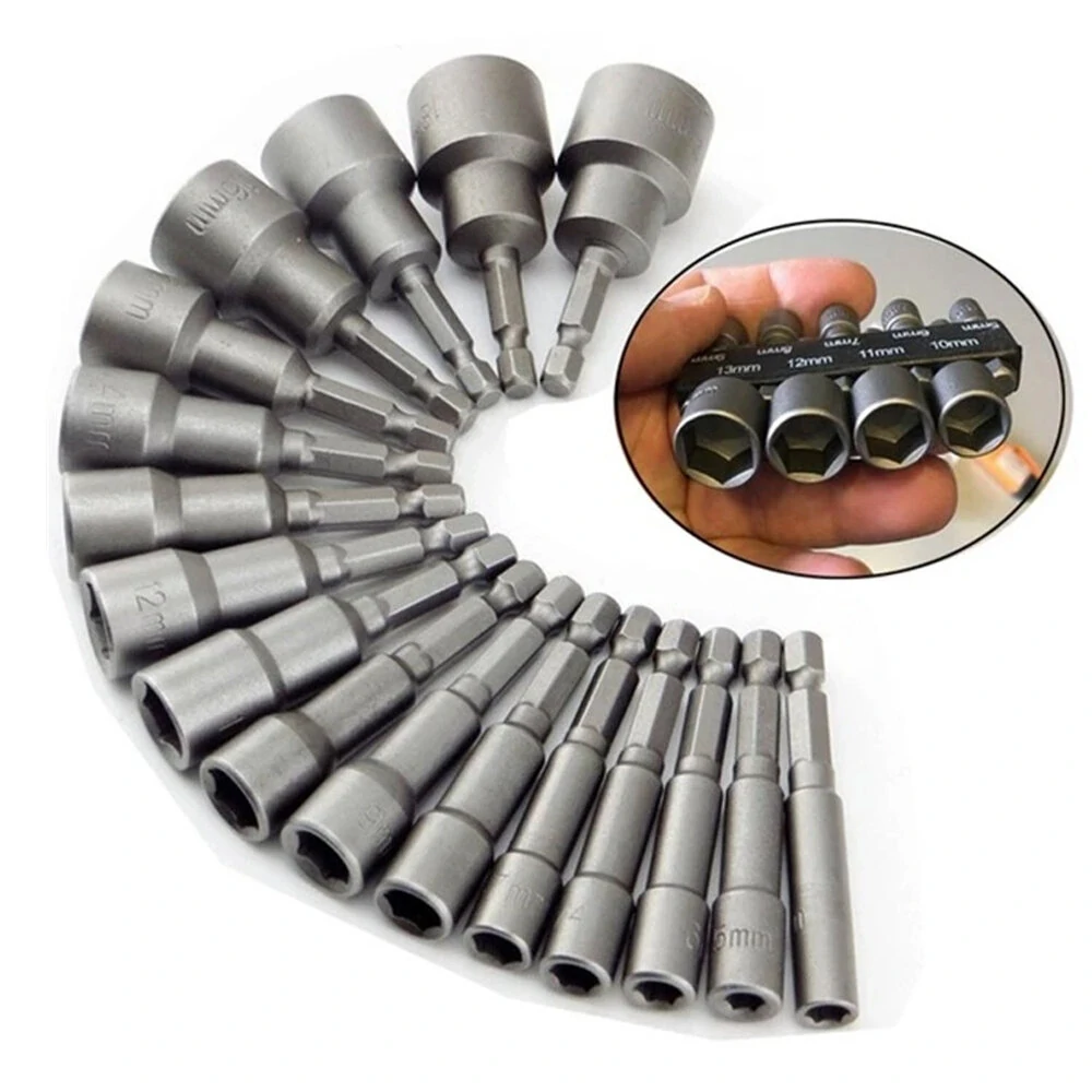 14 Piece Socket Set - Hex Screwdriver Bits for Electric & Pneumatic Tools