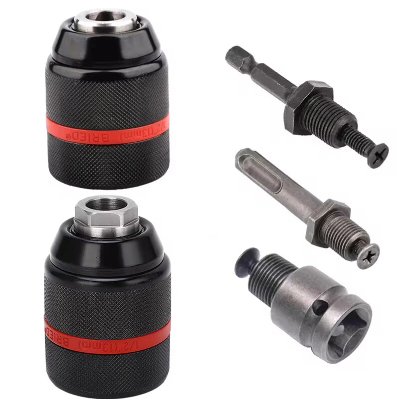 Metal Drill Chuck 13mm Threaded Keyless - Hex Shank SDS Square Adapter for Drill Bits