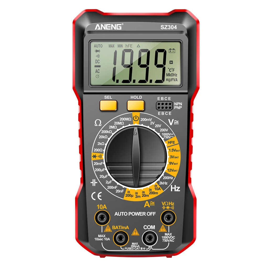 ANENG SZ304 Digital Multimeter | Voltage Current Resistance Capacitance | Data Hold & Auto Shutdown