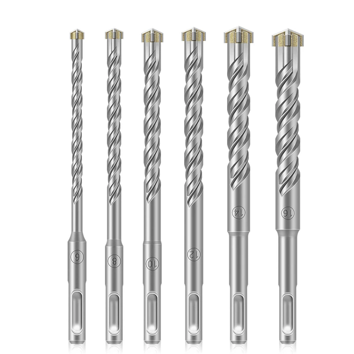 6PCS Tungsten Carbide Drill Bits Set | 10mm Round Shank | 6-16mm for Concrete & Tile