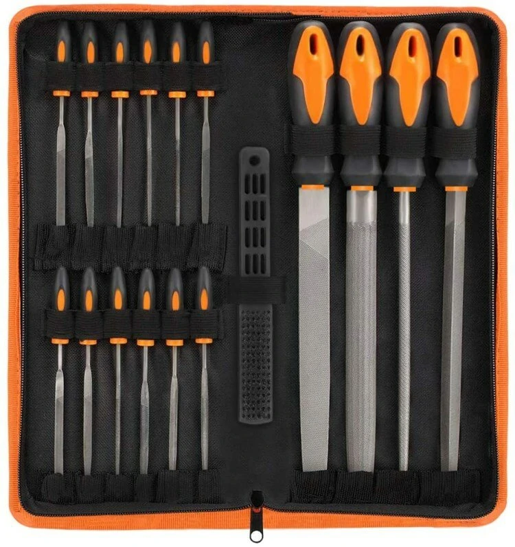 17pcs Needle File Set - High Carbon Steel with Soft Rubber Handle | Metal & Woodworking