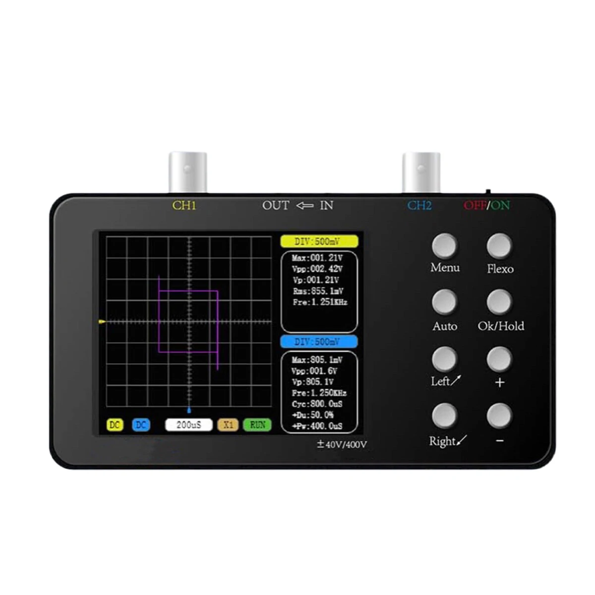 SCO2 Dual Channel Digital Oscilloscope - 50M Sampling Rate, 10MHz Bandwidth, Auto