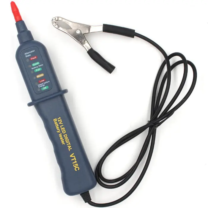 WHDZ VT15C 12V Car Battery Tester - Digital Alternator Analyzer & Voltmeter