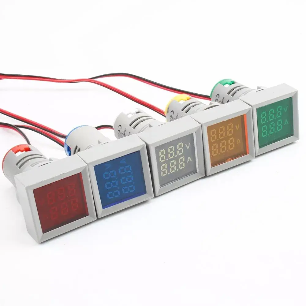 3Pcs Mini Digital Voltmeter Ammeter | 22mm AC 50-500V 0-100A | Dual LED Indicator - Green