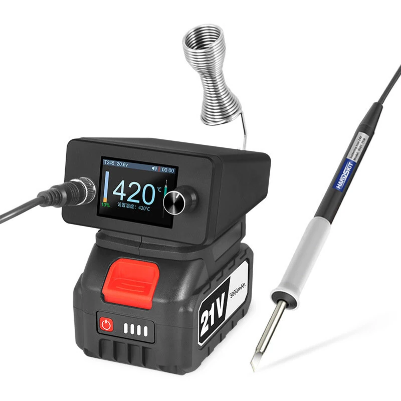 T12 Portable Wireless Soldering Station - 75W Fast Heating, 100-450°C, Rechargeable Battery