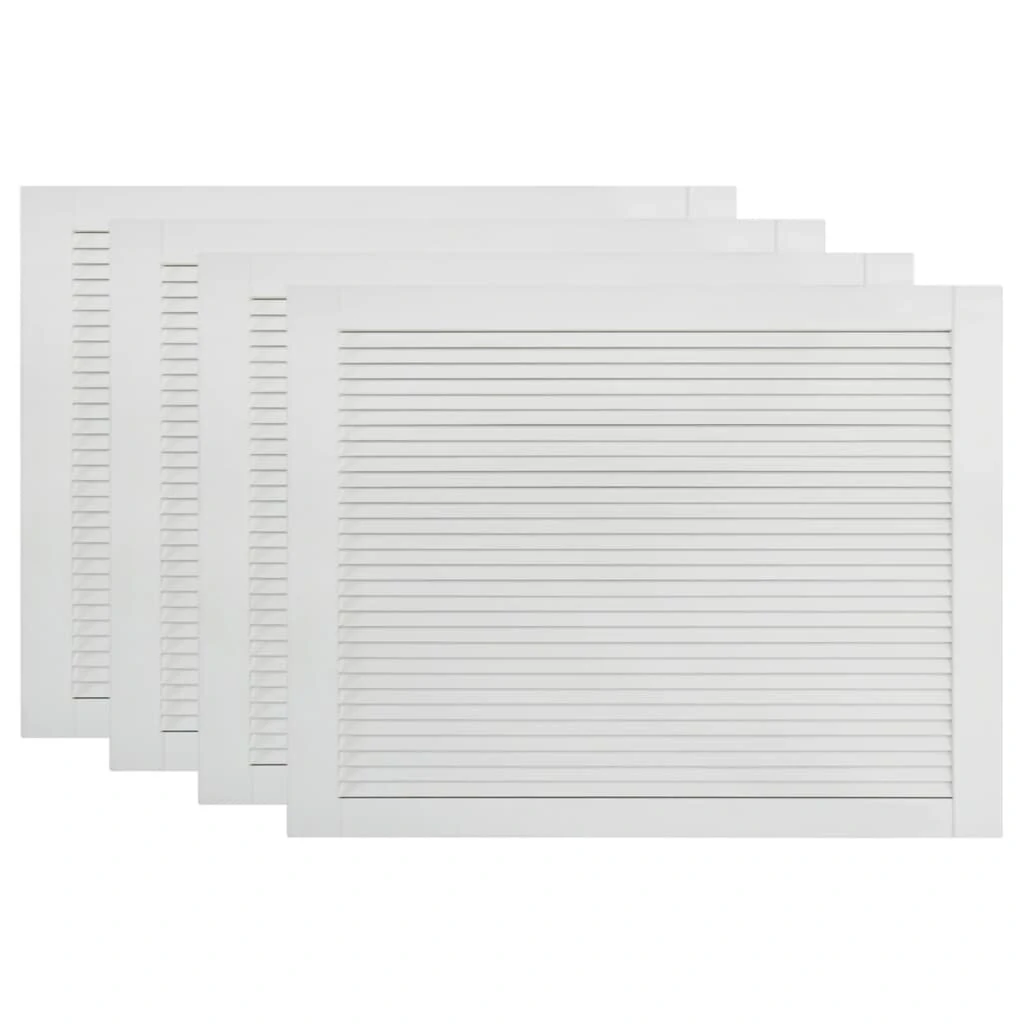 Louver Doors - 4-Piece Set - Solid Pine White - 39.5x59.4 cm