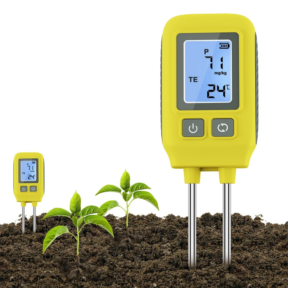 4in1 Soil Tester - NPK pH Moisture & Temperature Meter - Digital LCD with Steel Probe