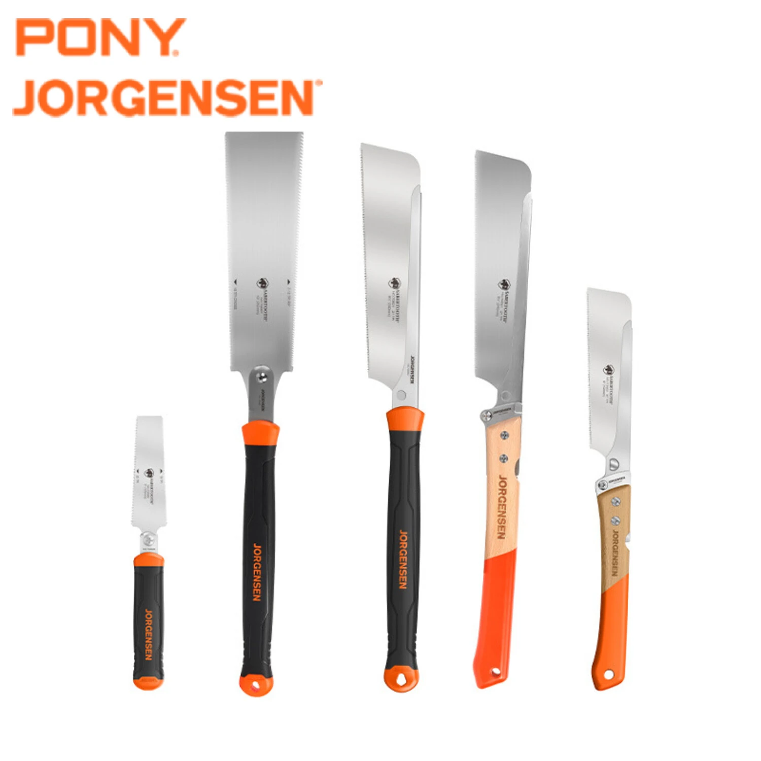Pony Jorgensen 5PCS Woodworking Hand Saw Set | Dual-Blade Carbon Steel | 5-10 Inch