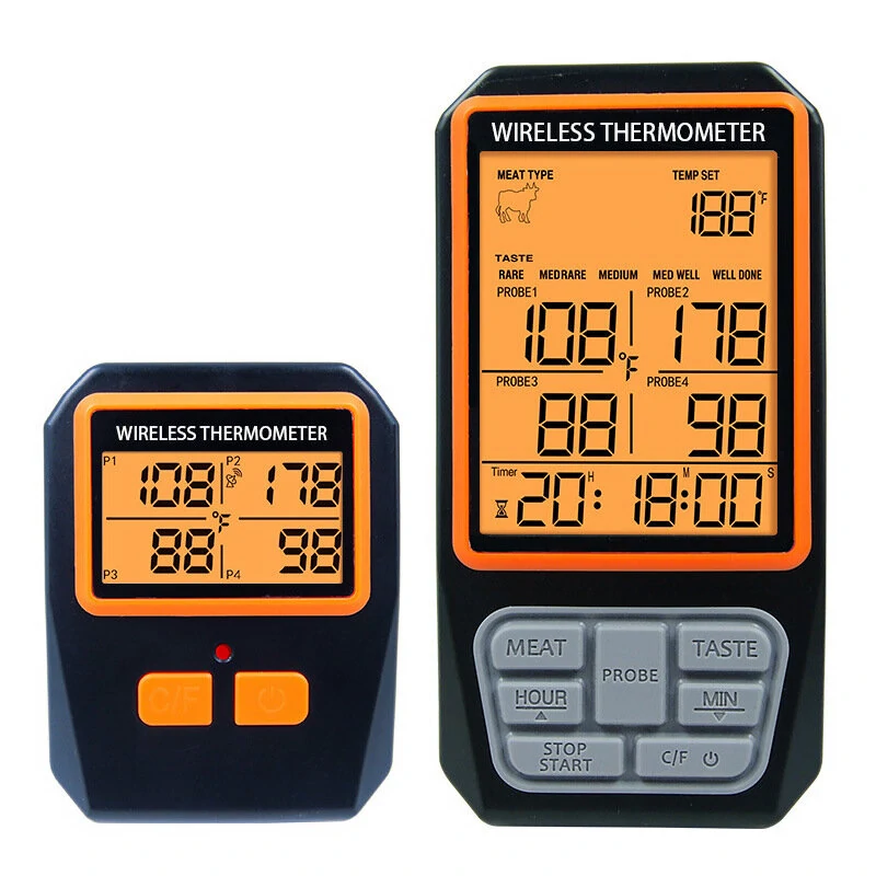 CH-216 Wireless Digital Thermometer - 4 Channel with Four Probes for Kitchen & BBQ