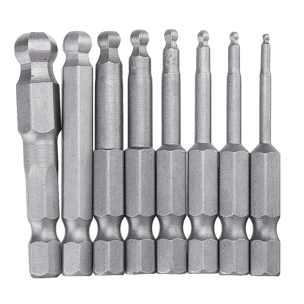 Effetool 8pcs 50mm S2 Magnetic Ball Hex Bits | H1.5-8mm | Screwdriver Set