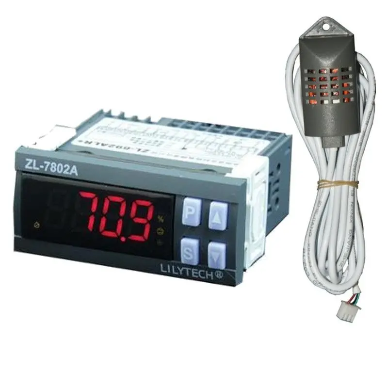 ZL-7802A Digital Thermometer Hygrometer | PID Temperature Humidity Controller for Incubator | 100-240VAC