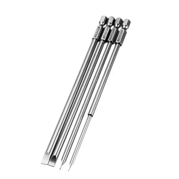 Broppe 4Pcs 150mm Magnetic Screwdriver Bits - Flat Head Slotted 3.0-6.0mm