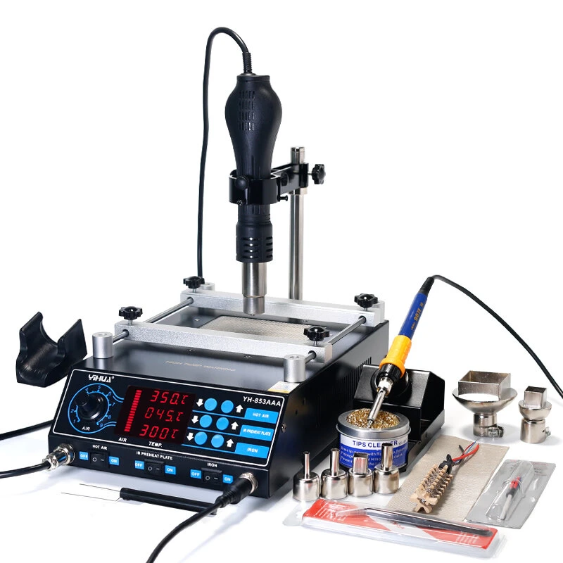 YIHUA 853AAA 3-in-1 BGA Rework Station | 220V 60W Preheater & Hot Air Tool
