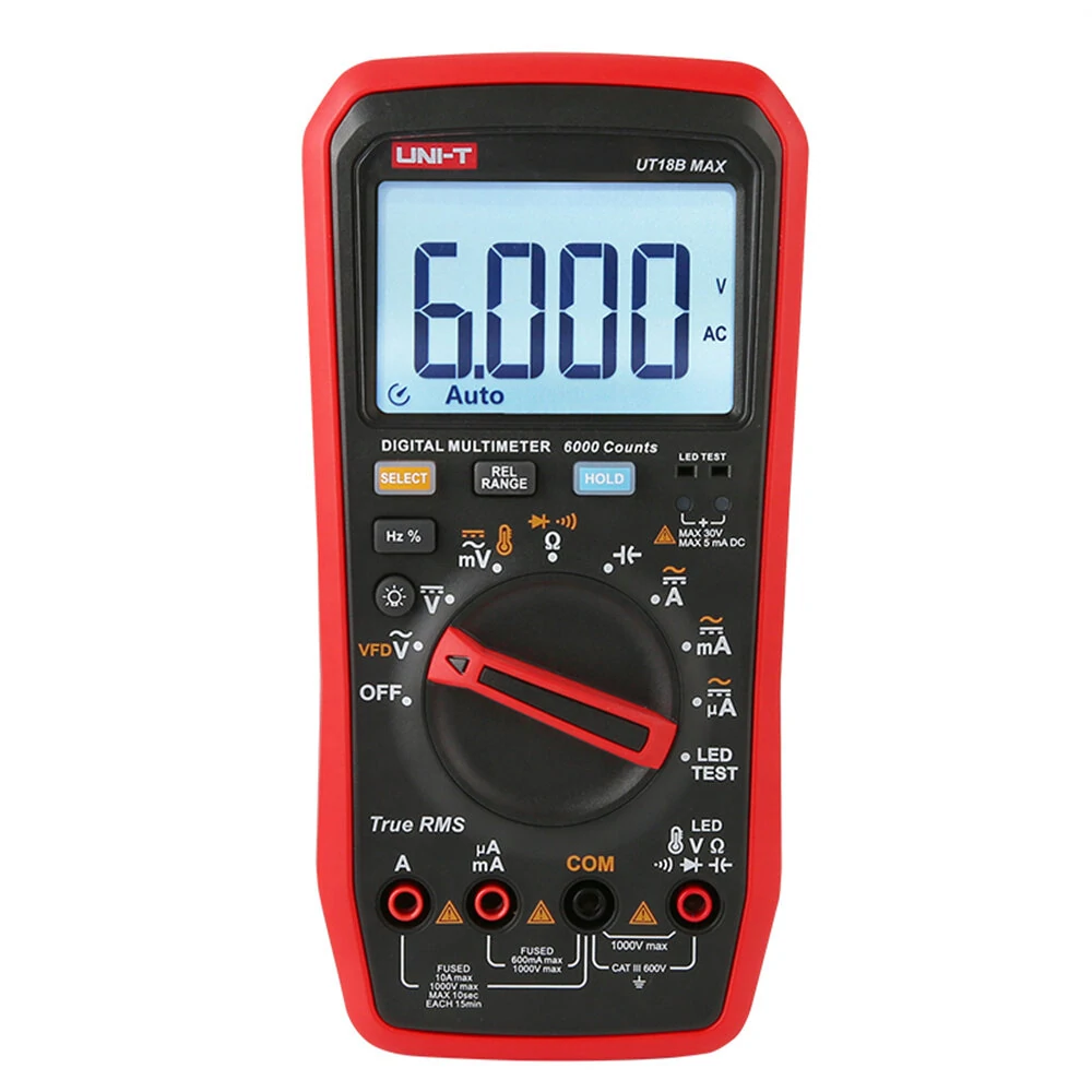 UNI-T UT18B MAX True RMS Digital Multimeter | Auto-Range Voltmeter Ammeter
