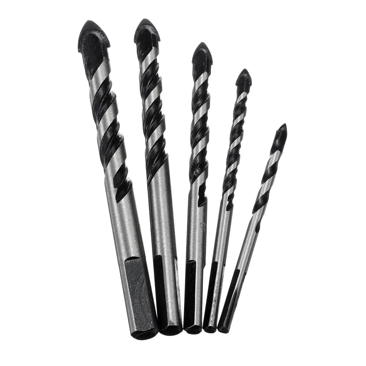 5pcs Black Triangle Drill Bit Set | 5-12mm for Concrete, Tile & Glass