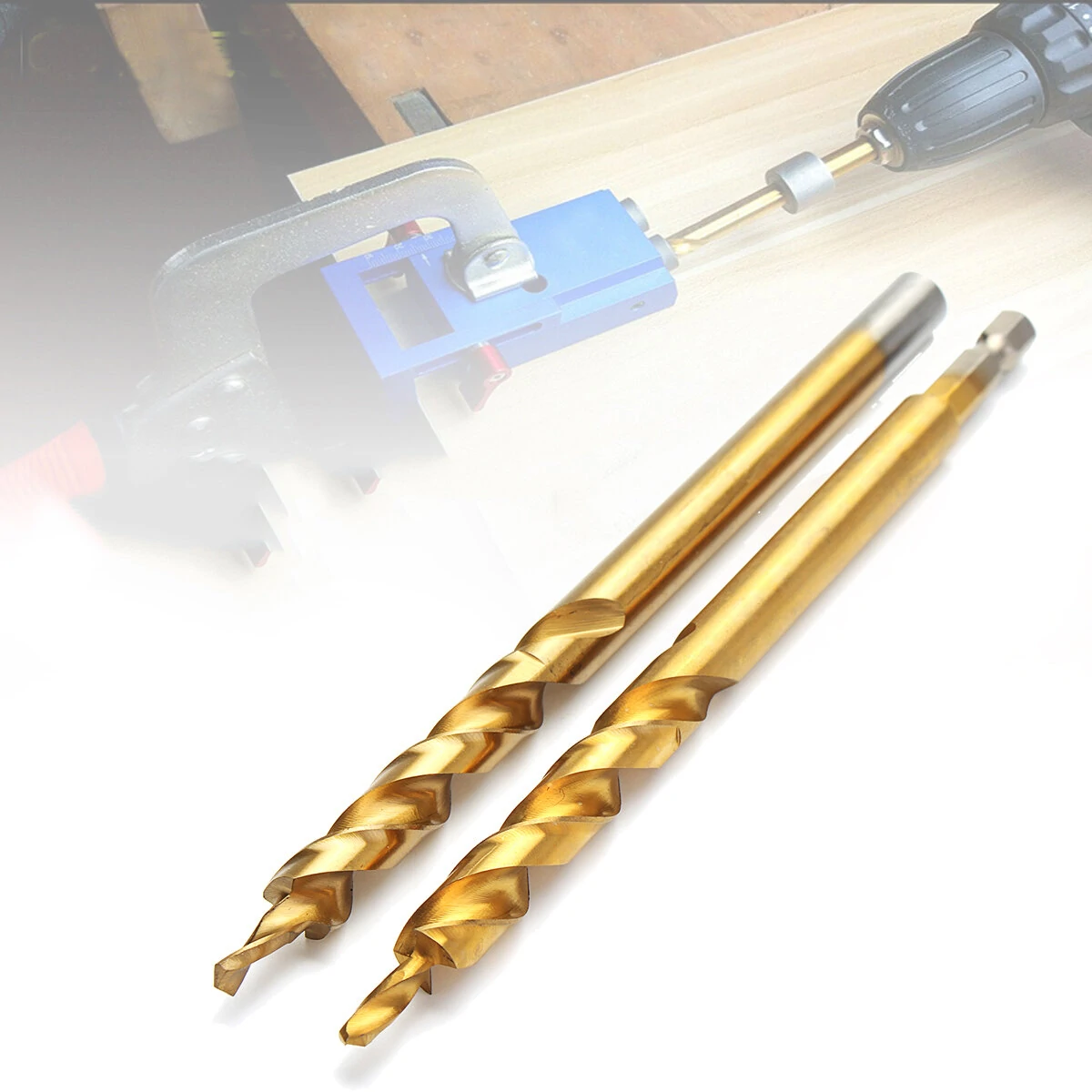 Drillpro 9.5mm Step Drill Bit | 3/8 Inch Hex Shank for Pocket Hole Jig & Wood