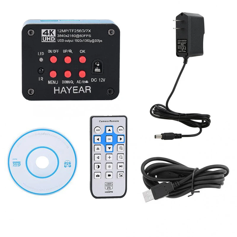HAYEAR 12MP 4K Digital Microscope Camera | C-Mount for Phone Repair & Teaching