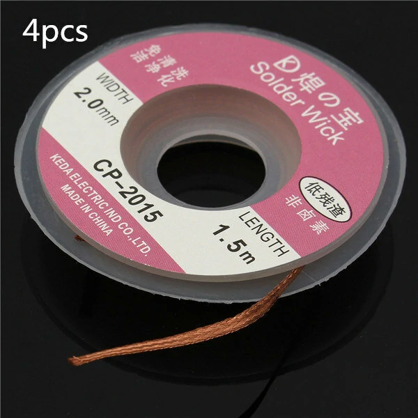 4pcs 1.5m x 2mm Desoldering Braid | Copper Wick Solder Remover Wire Spool