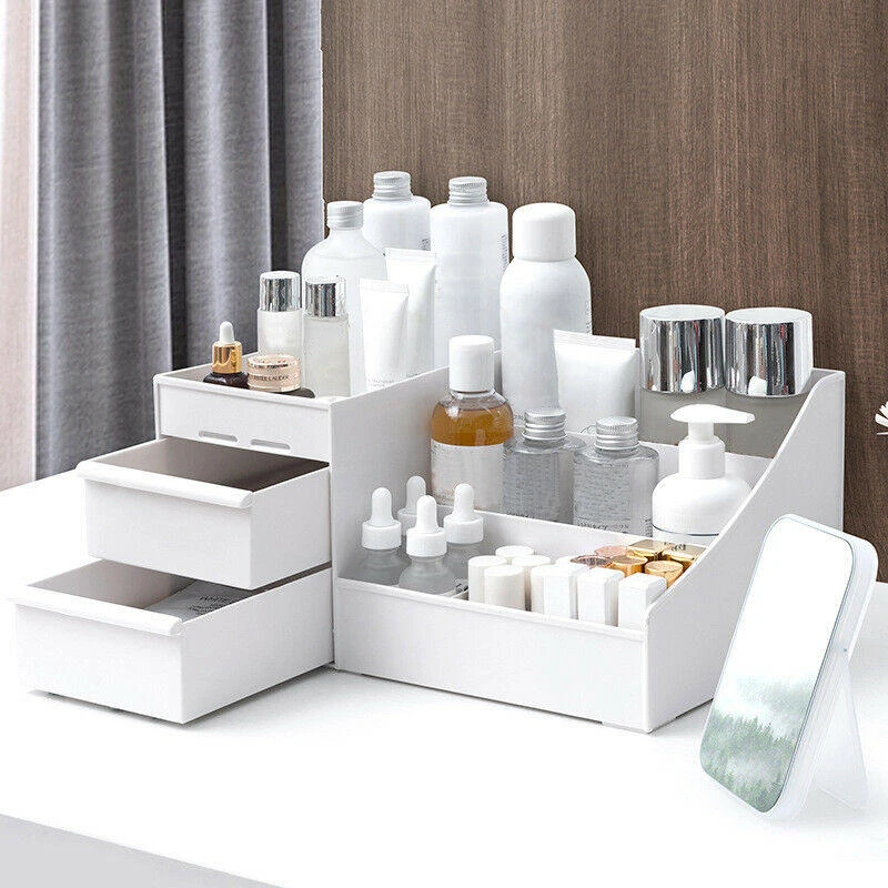 Plastic Cosmetic Organizer with Drawers | Makeup Jewelry Parts Storage Box Case
