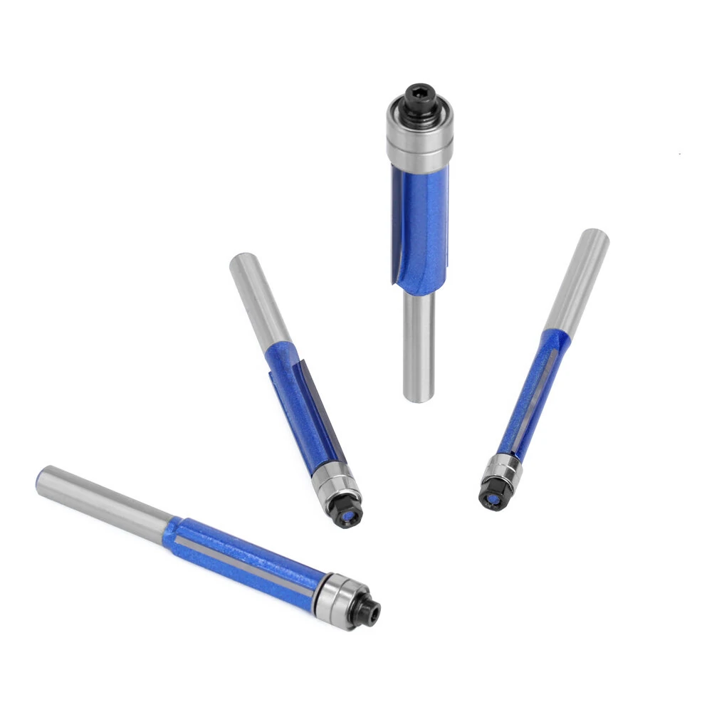 Silver Blue Double Bearing Router Bit - Trimming Knife for Woodworking & Milling