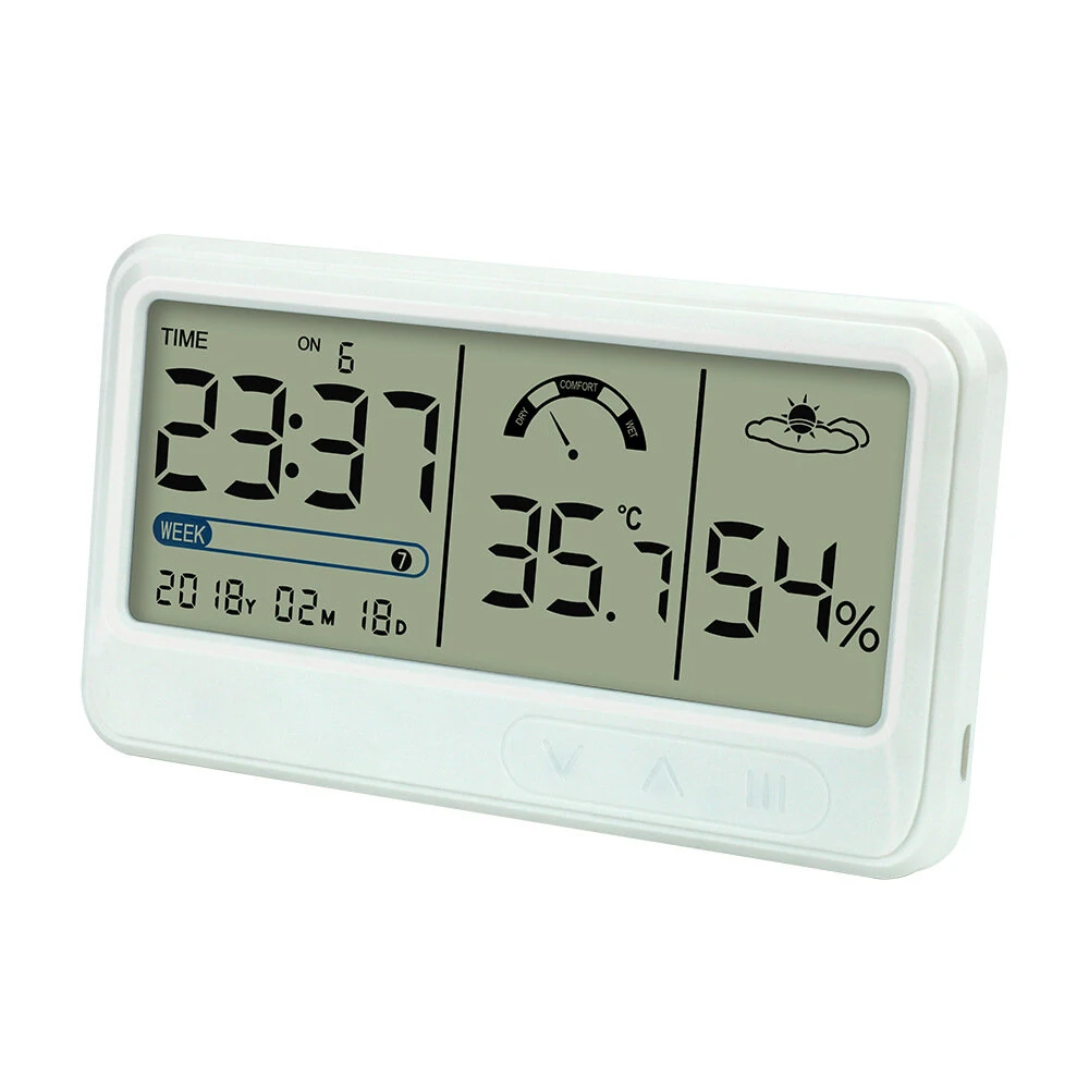Digital Hygrometer Humidity Meter -10°F~60°F 10%~99%RH with Alarm Clock
