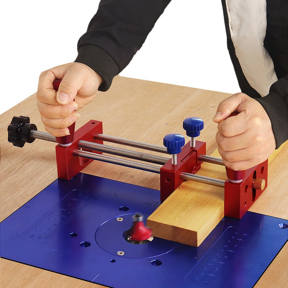 Woodworking Manual Push Rail Guide Coping Sled - Tenoning Safety Clamp for Table Saws & Router Tables