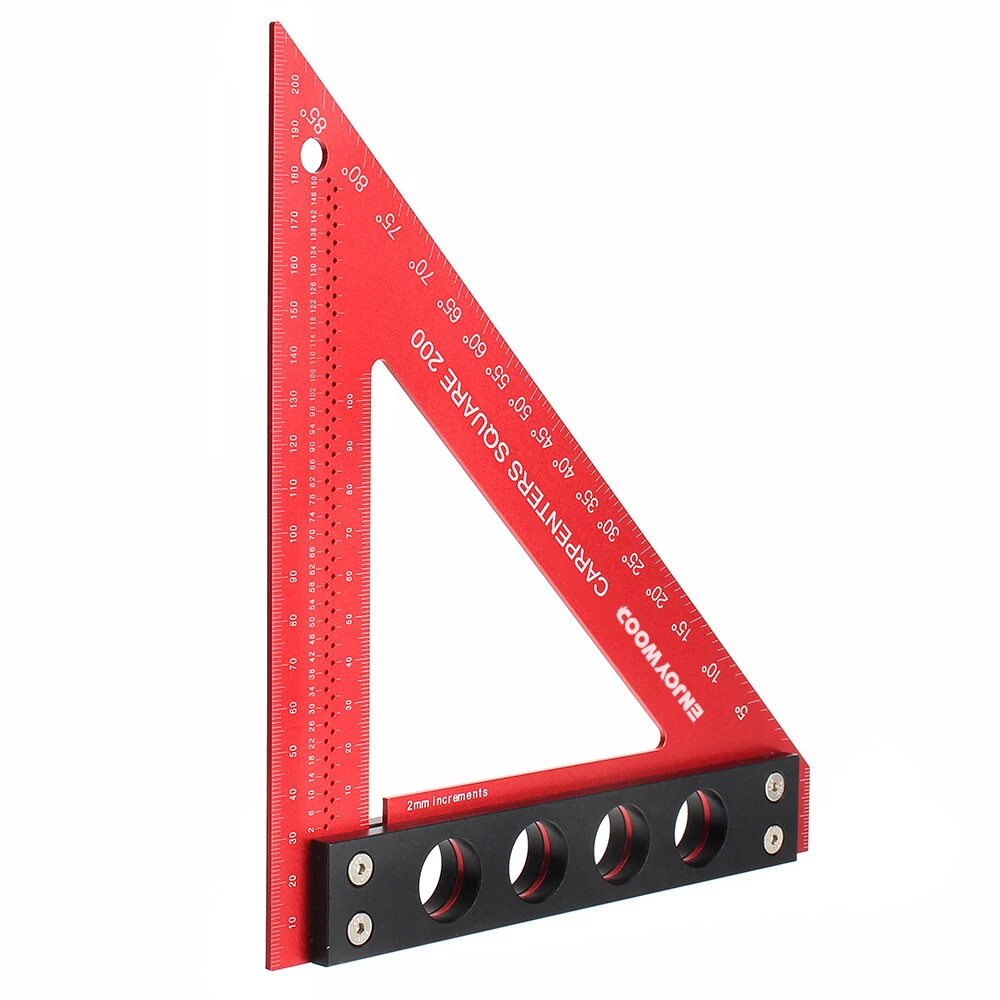 ENJOYWOOD 200mm Aluminum Alloy Carpenter Square - Woodworking Triangle Ruler