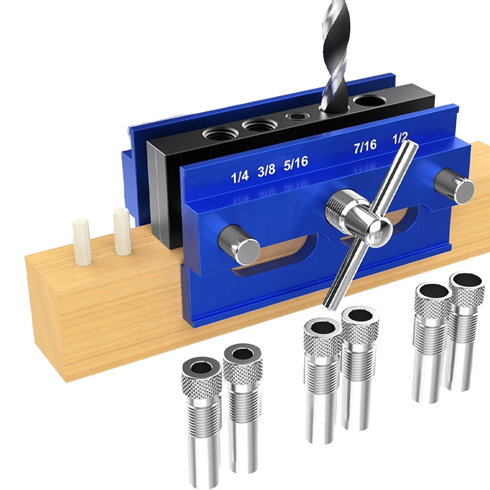 Self-Centering Doweling Jig Kit | 6 Drill Guide Bushings | Metric & Imperial Scale