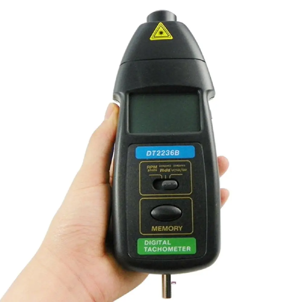 DT2236B Digital Tachometer | 3-in-1 Handheld LCD Speedometer - Contact/Non-Contact