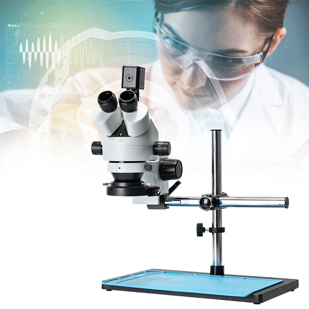HAYEAR 7-45X Zoom Stereo Trinocular Microscope | 24MP HD Camera & 144 LED Light