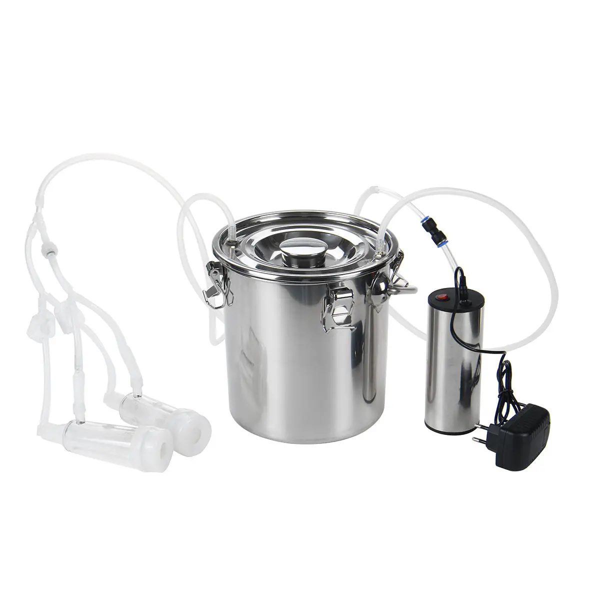 5L Electric Milking Machine - Stainless Steel Cow Goat Milker Vacuum Pump