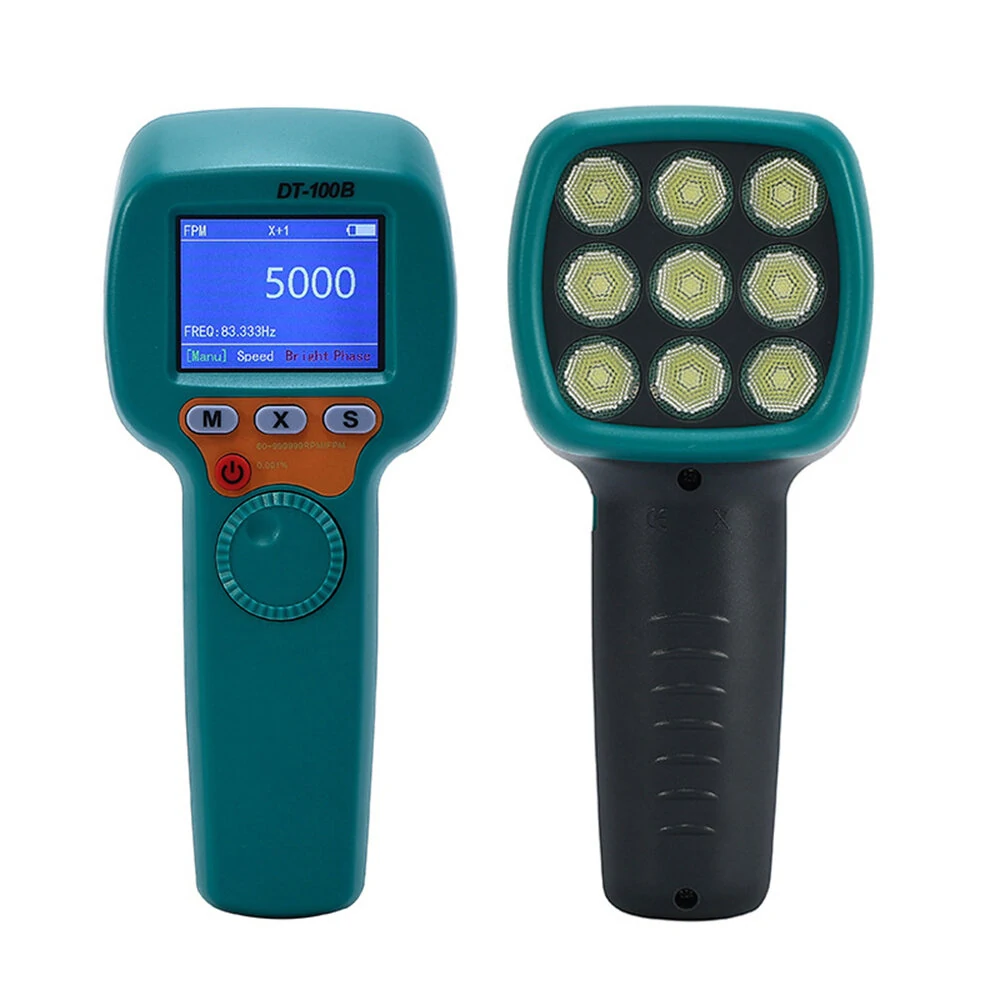DT-100B Digital Handheld Stroboscope | LED Flash Tachometer 60-999999 RPM