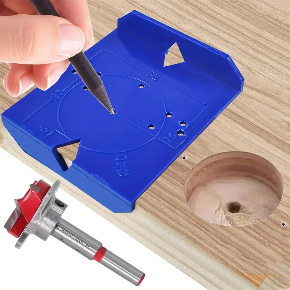 35mm/40mm Cabinet Door Hinge Drilling Locator | Alloy Drill Bit Positioning Tool