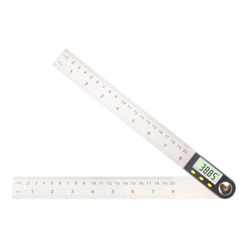 Digital LCD Angle Ruler | 0-500mm Stainless Steel Electronic Goniometer with Hold & Zeroing