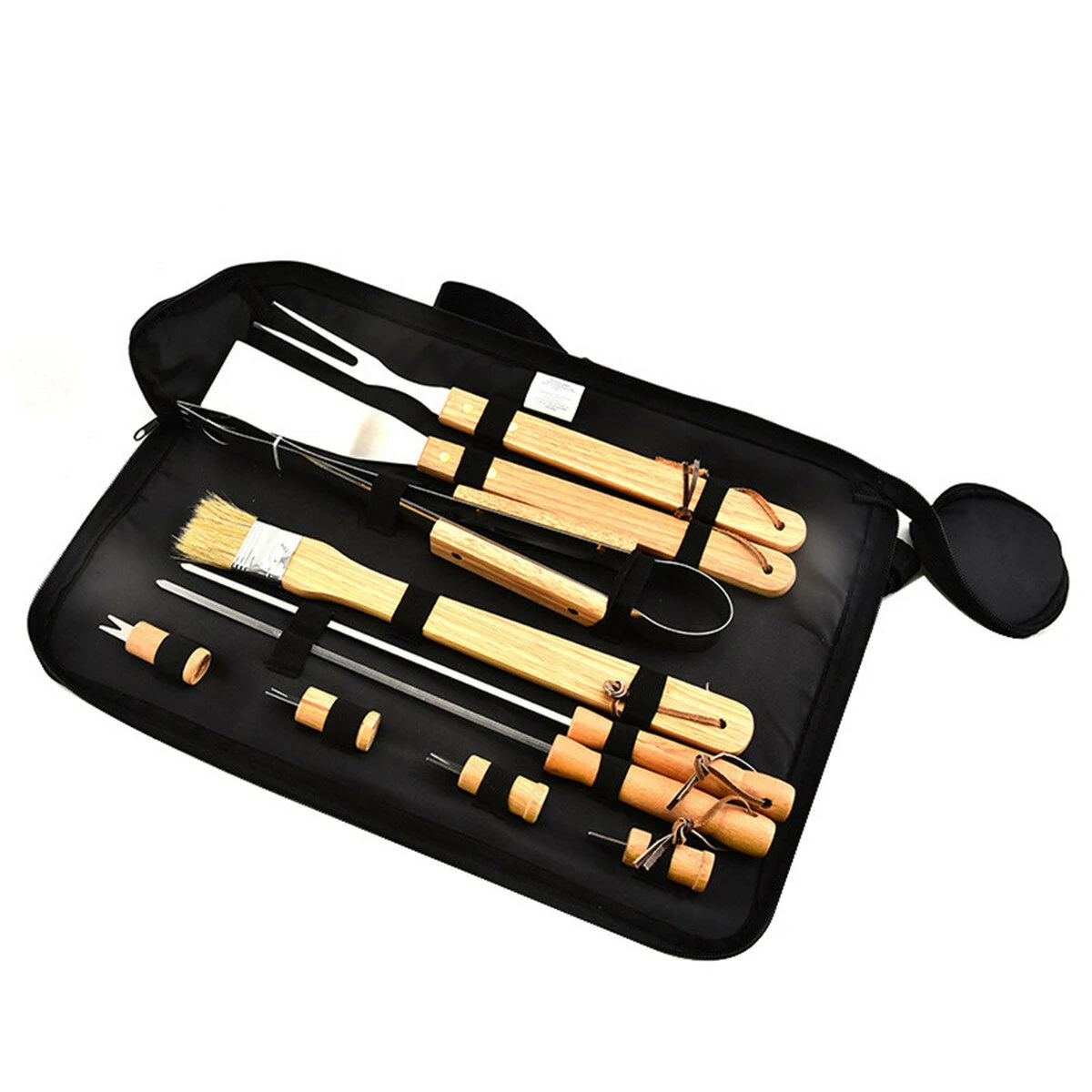10Pcs BBQ Tools Set - Barbecue Grilling Utensil Kit with Scraper Fork Brush Clip