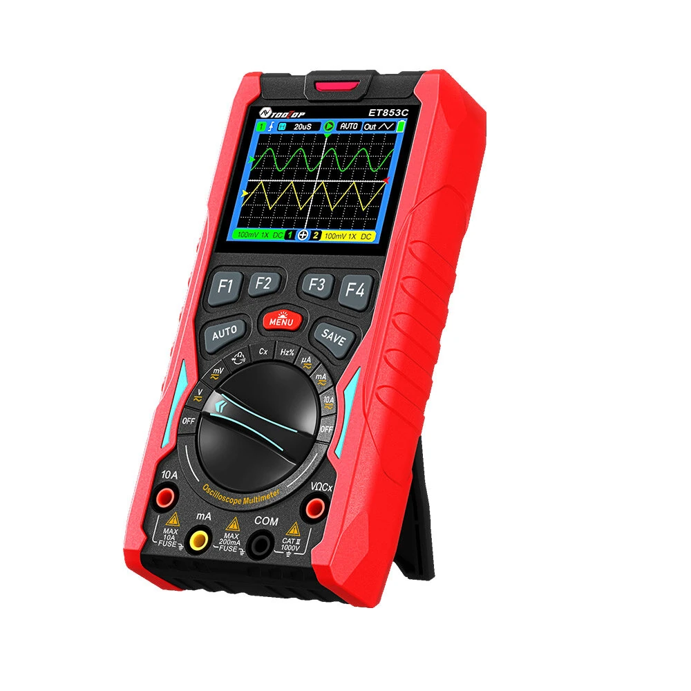 ET853C 3-in-1 Oscilloscope Multimeter Signal Generator | 70MHz 200Msps | Dual Channel Color Screen & Rechargeable Battery