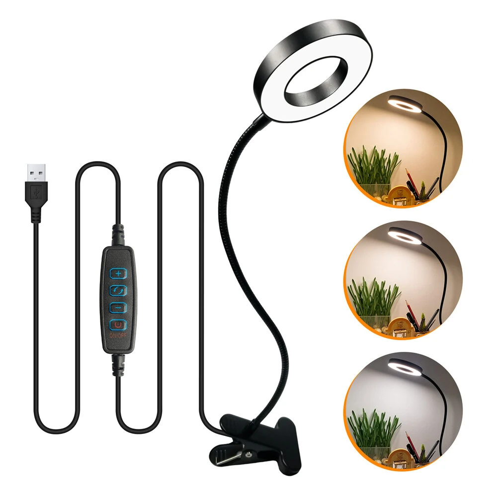 5X LED Magnifying Lamp | Clip-On USB Desk Light, Adjustable Brightness & Color