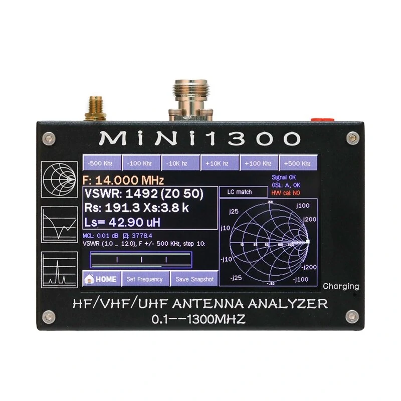 Mini1300 Antenna Analyzer | 0.1-1300MHz HF/VHF/UHF SWR Tester | 4.3 LCD with TF Card