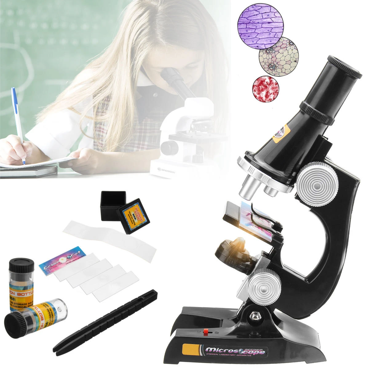 Kids Microscope Science Lab Set with Light - Educational Toy for Children
