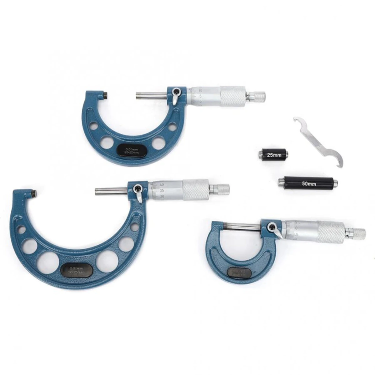 3Pcs 0-75mm Digital Micrometer | High Accuracy Bearing Steel | Outside Diameter Tool