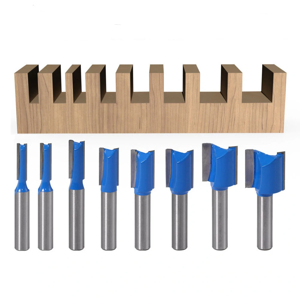 8mm Shank Straight Router Bit Set - 5-20mm Cutting Diameter | Woodworking Cutter