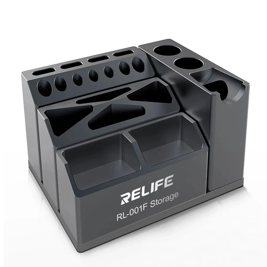 RELIFE RL-001F Aluminum Alloy Tool Organizer | Phone Repair Storage Box for Tweezers & Screwdrivers