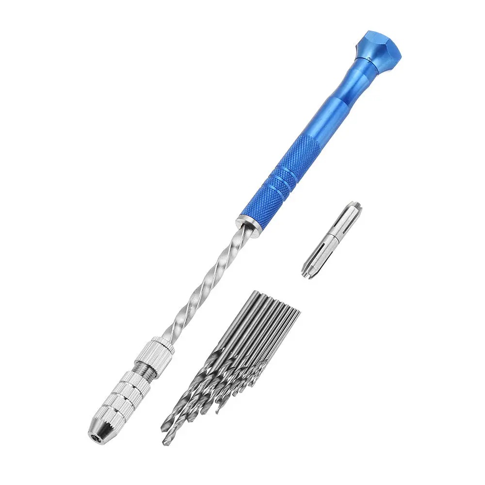 Drillpro Semi-Automatic Mini Hand Drill | 2 Double Side Chucks & 10 Twist Bits