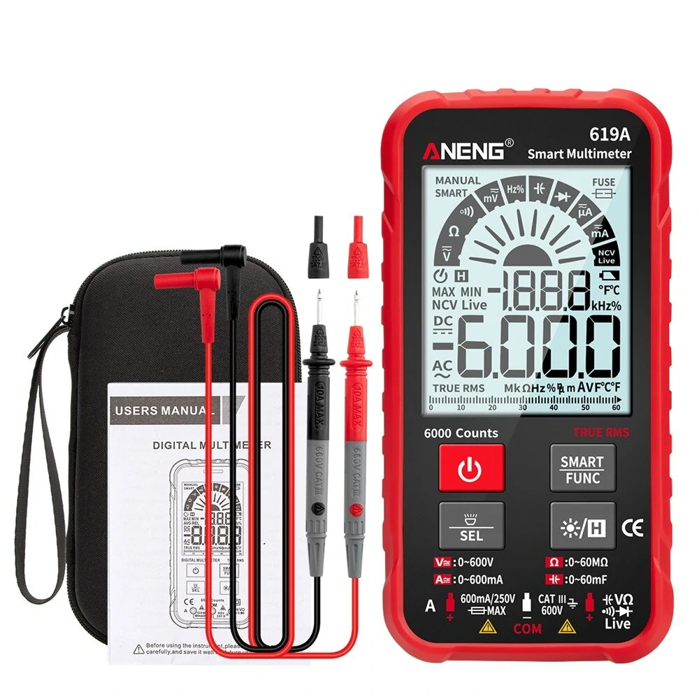 ANENG 619A Digital Multimeter - True RMS 6000 Counts | AC/DC Voltage NCV