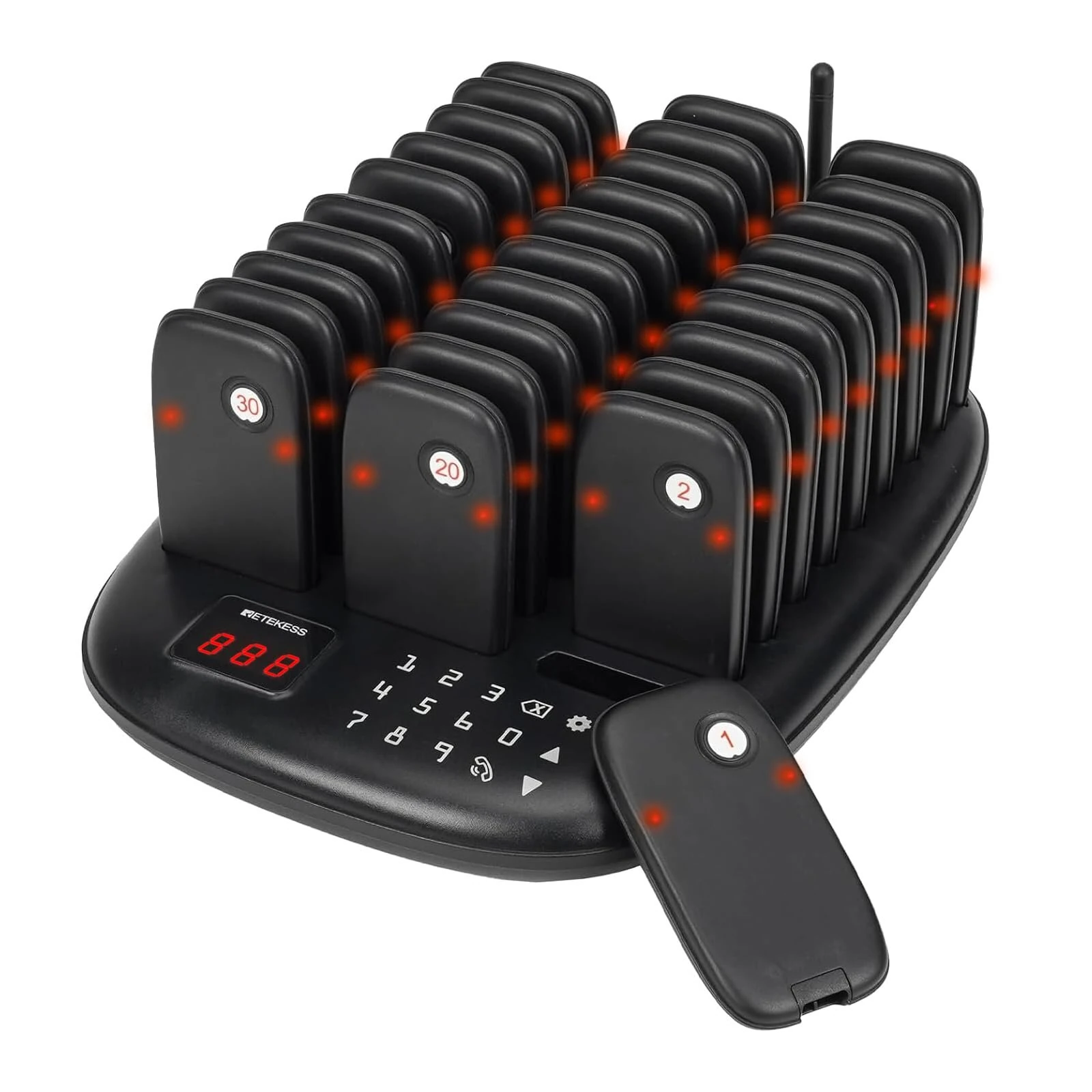 Retekess TD175 Wireless Pager System - 30 Pager Set | 1000m Range, Vibration & Flashing