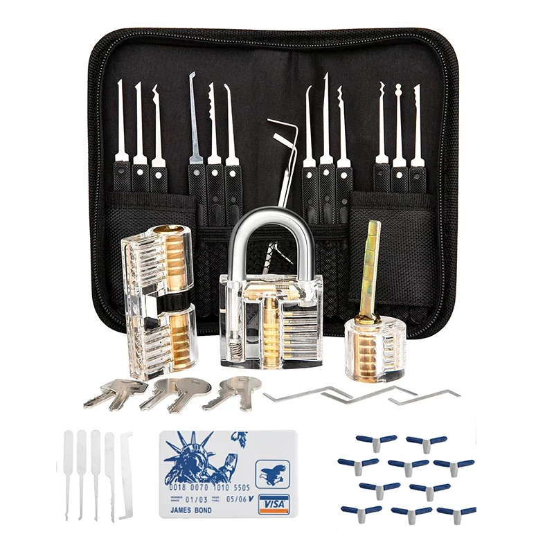 42PCS Stainless Steel Practice Padlock Set | 3 Transparent Locks for Quick Opening