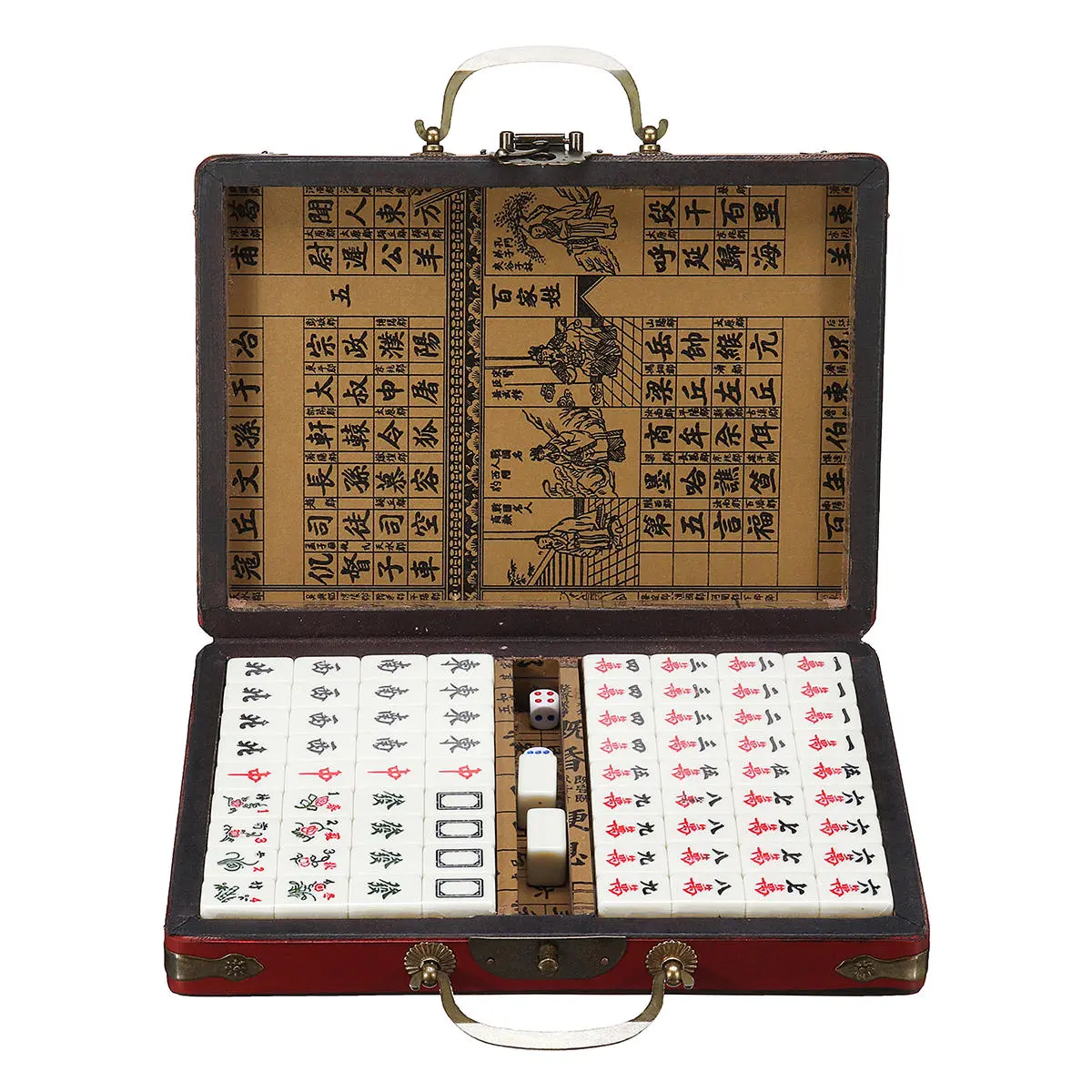 Portable Retro Mahjong Box - 144 Tiles Chinese Board Game Set for Parties