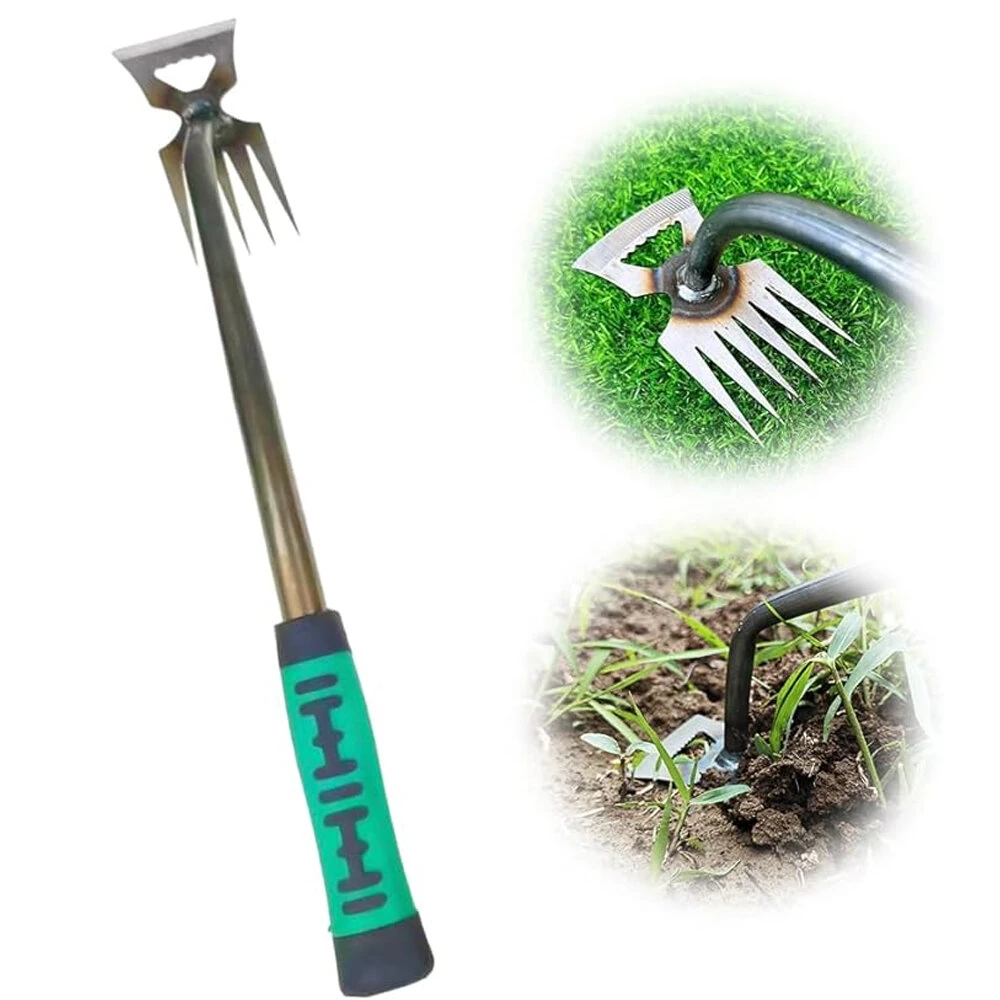 Effortless Gardening Hand Weeder Tool - 5/6/11 Tines | Manganese Steel & Extended Handle for Weed Removal & Vegetable Planting